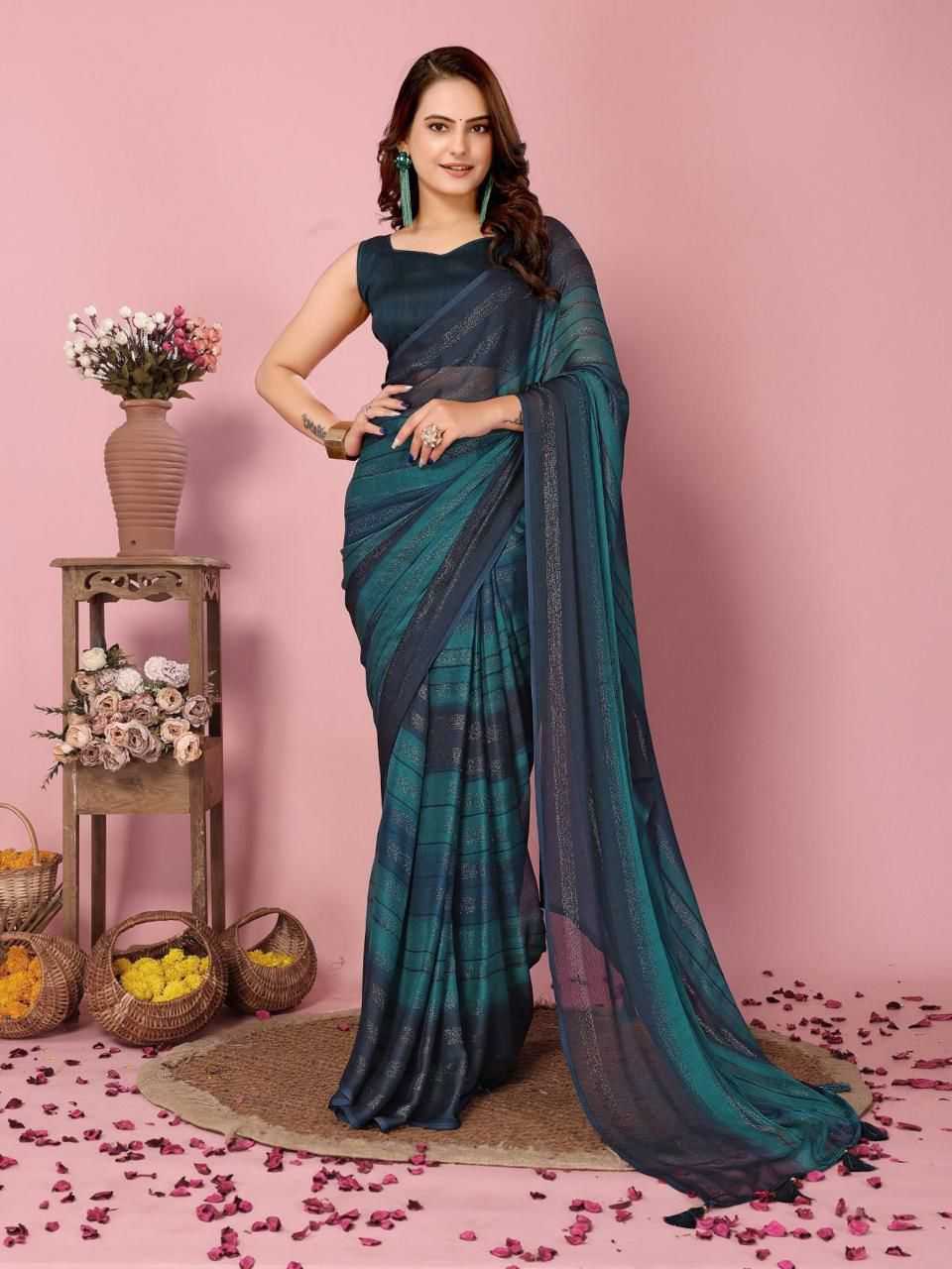 YNF NYLON RDM 738 SAREES WHOLESALE FANCY READY TO WEAR PRE DRAPED SAREES MANUFACTURER